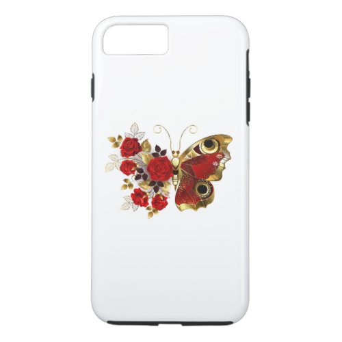 Red flower butterfly with red roses iPhone 8 plus7 plus case