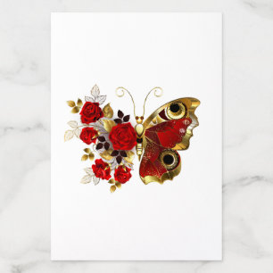 Red flower butterfly with red roses envelope liner