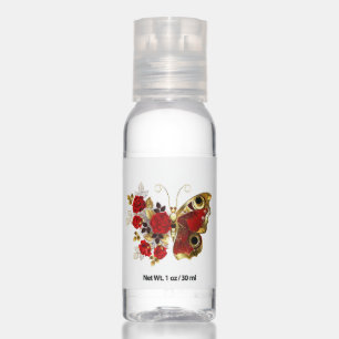 Red flower butterfly with red roses hand sanitizer