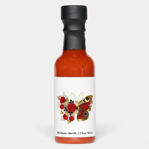 Red flower butterfly with red roses hot sauces