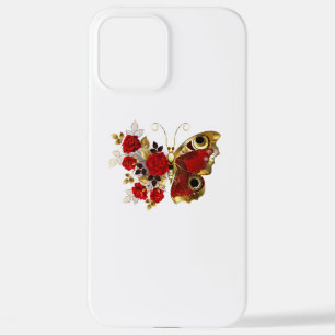 Red flower butterfly with red roses iPhone 12 pro max case