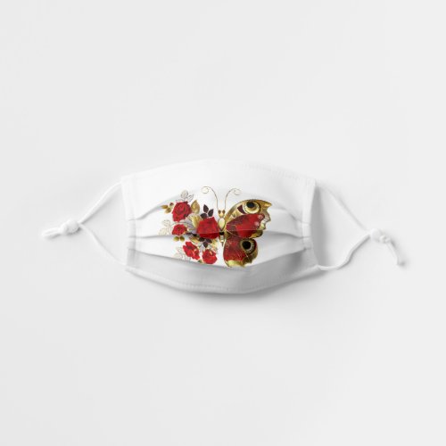 Red flower butterfly with red roses kids cloth face mask