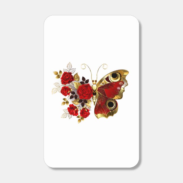 Red flower butterfly with red roses matchboxes (Front)