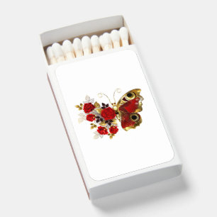 Red flower butterfly with red roses matchboxes