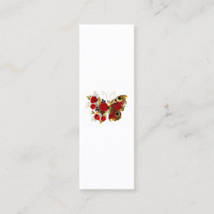 Red flower butterfly with red roses mini business card