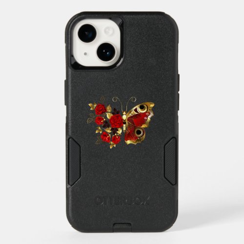 Red flower butterfly with red roses OtterBox iPhone 14 case