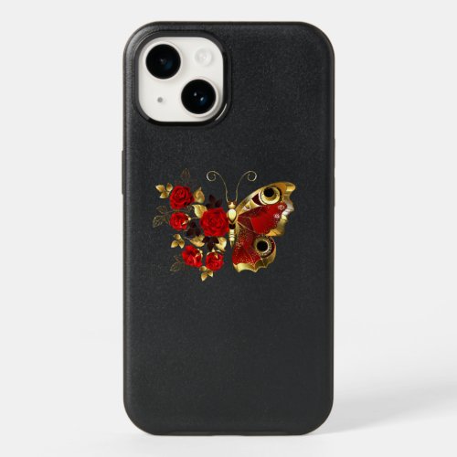 Red flower butterfly with red roses OtterBox iPhone 14 case