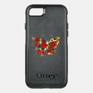 Red flower butterfly with red roses OtterBox commuter iPhone SE/8/7 case
