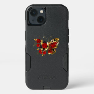 Red flower butterfly with red roses iPhone 13 case