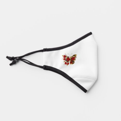 Red flower butterfly with red roses premium face mask