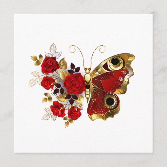 Red flower butterfly with red roses program (Front)
