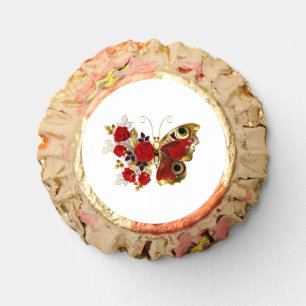 Red flower butterfly with red roses reese's peanut butter cups