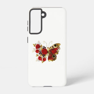 Red flower butterfly with red roses samsung galaxy s21 case