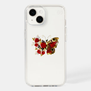 Red flower butterfly with red roses speck iPhone 14 case