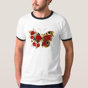 Red flower butterfly with red roses T-Shirt