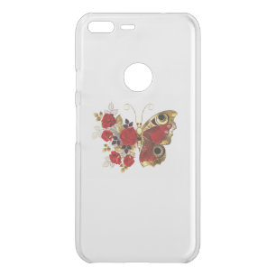 Red flower butterfly with red roses uncommon google pixel XL case