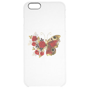 Red flower butterfly with red roses clear iPhone 6 plus case