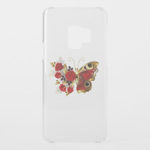 Red flower butterfly with red roses uncommon samsung galaxy s9 case