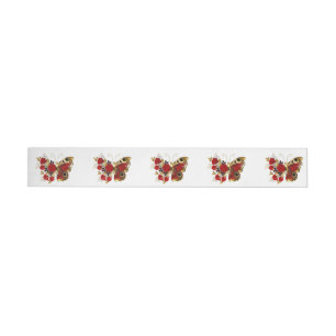Red flower butterfly with red roses wrap around address label