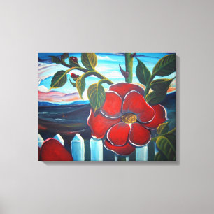 Red Flower Camping Canvas Print