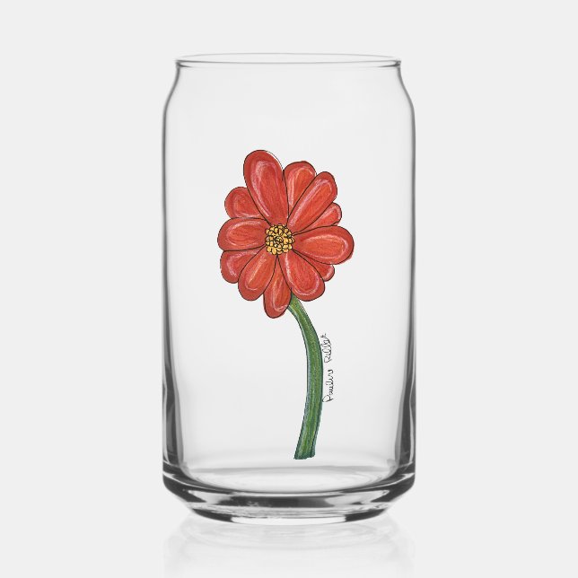 Red Flower Can Glass (Front)