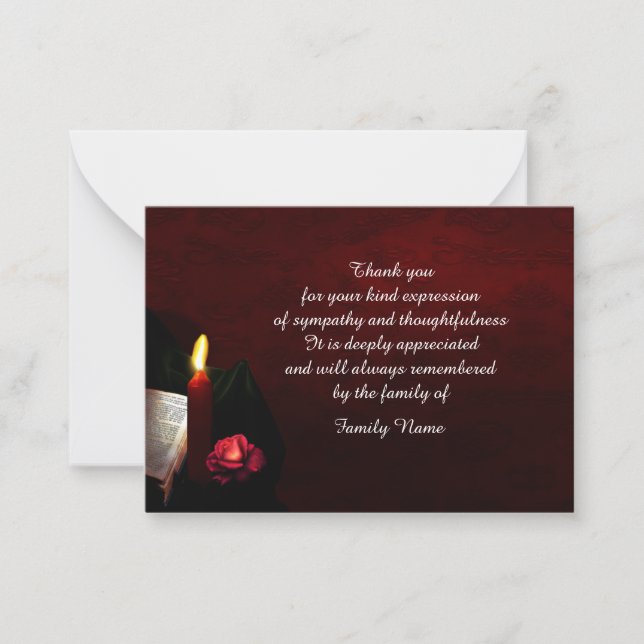 Red Flower Candle Thank You Card (Front)