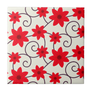 Red Flower Ceramic Tile