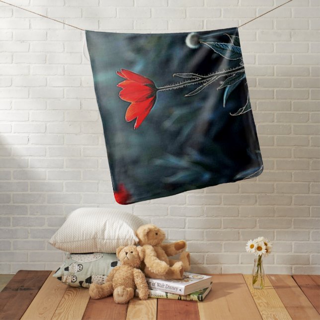 Red Flower Dark Night Solitude Art Baby Blanket (In Situ)