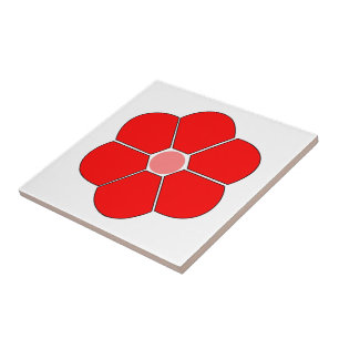 Red Flower Design Ceramic Tile
