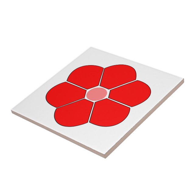 Red Flower Design Ceramic Tile (Side)