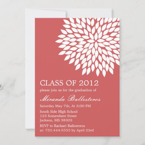 Red Flower Design Graduation Announcements