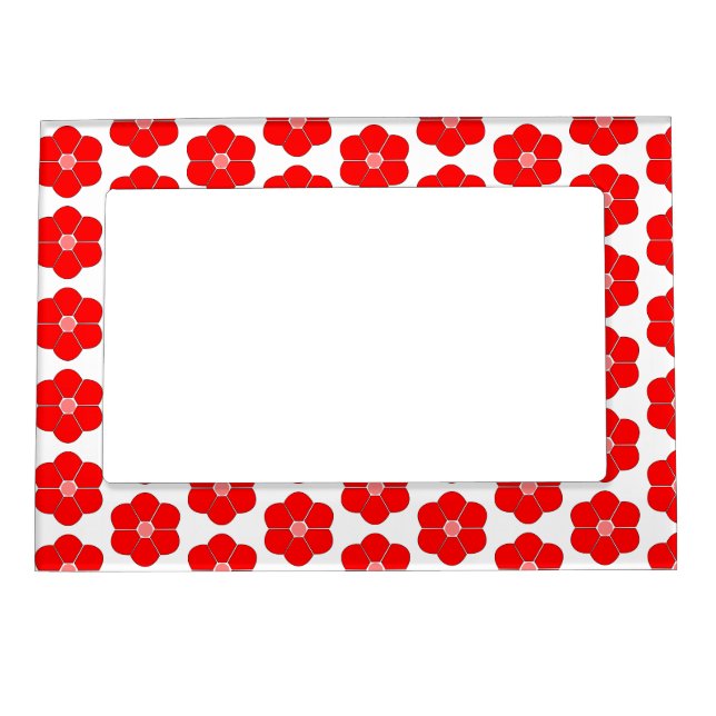 Red Flower Design Magnetic Frame (Front)