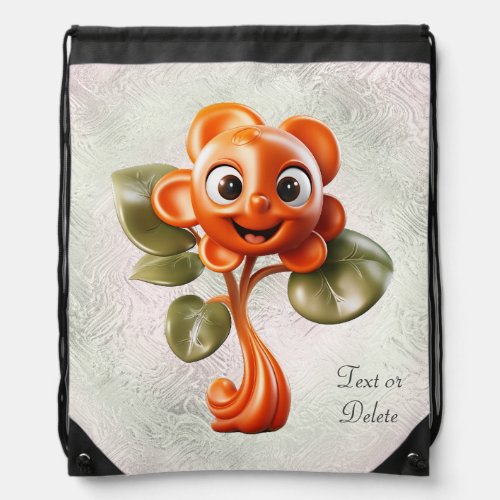 Red Flower Drawstring Backpack