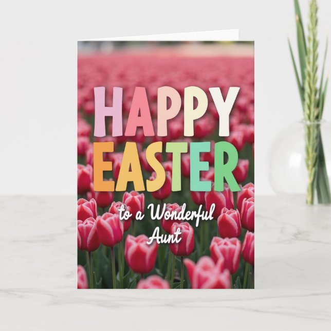 Red Flower Easter Wishes Card (Front)