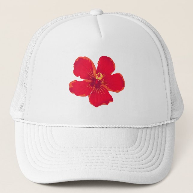 Red Flower Embroidered Bucket Hat (Front)