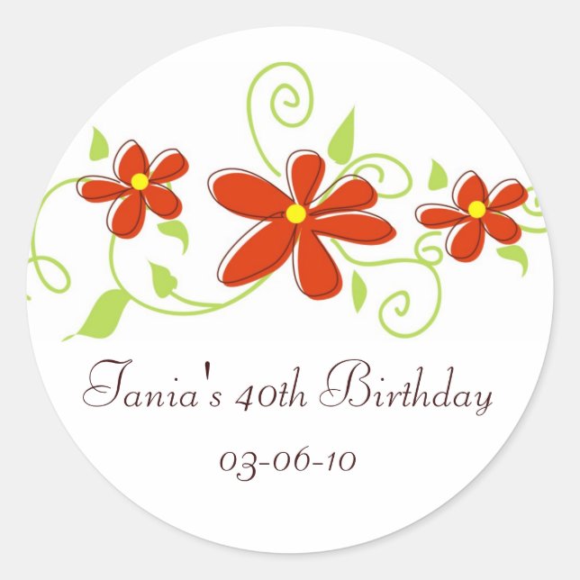 Red Flower Favor Tags (Front)