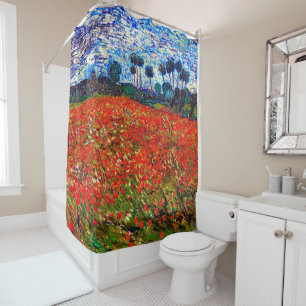 Red Flower Field, Van Gogh Shower Curtain