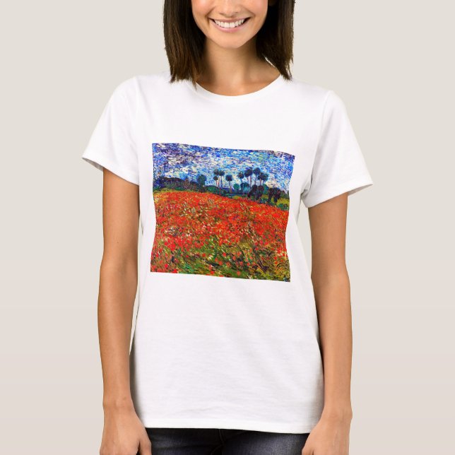 Red Flower Field, Van Gogh T-Shirt (Front)