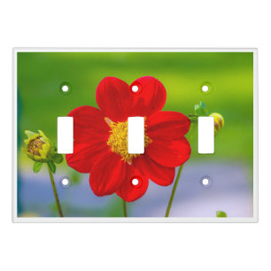 Red Flower Floral Nature Garden Botanical Design Light Switch Cover