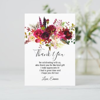 red flower, floral thank you card | Zazzle