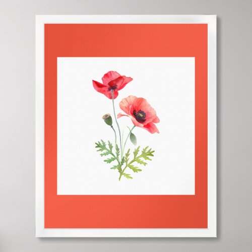 red flower framed art