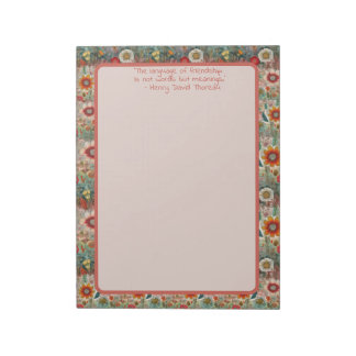 Red Flower Garden Friendship Quote Notepad