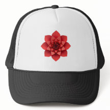 Red Flower Geometric Cap