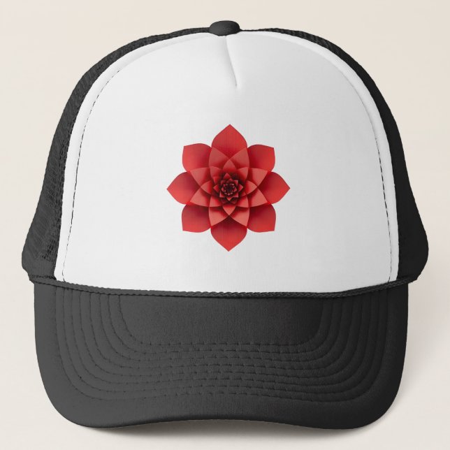 Red Flower Geometric Cap (Front)