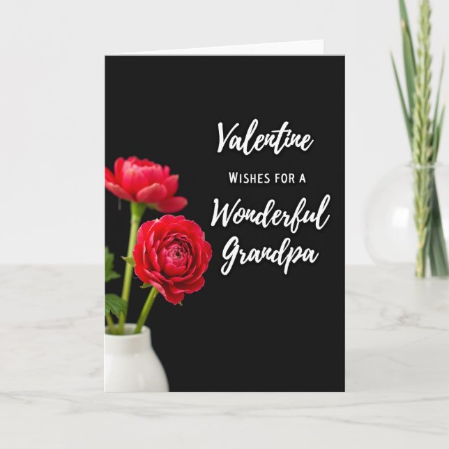 Red Flower Grandpa Valentine Card (Front)