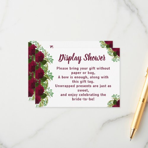 Red Flower Greenery Display Bridal Wedding Shower Enclosure Card