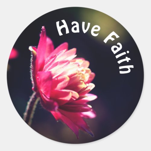 Red Flower Have Faith Inspirational  Classic Round Sticker