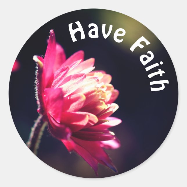 Red Flower Have Faith Inspirational  Classic Round Sticker (Front)