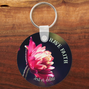 Red Flower Have Faith Inspirational Personalized Keychain