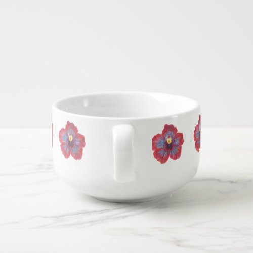 Red Flower Hibiscus Drawing Soup Mug